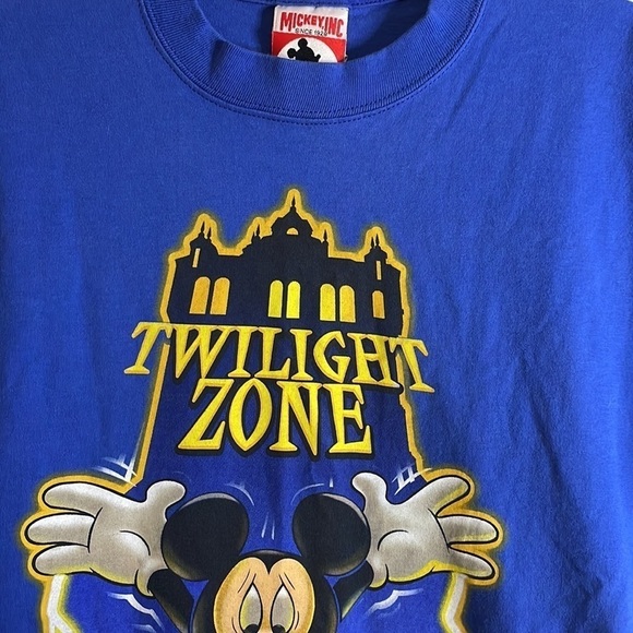 VTG 90s Tower Terror Tee Disney Mickey Mouse T-Shirt Blue Med Twilight Zone - Picture 6 of 16